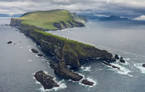 The island of Mykines seen from the helicopter. Faroe Islands The island of Mykines seen from the helicopter. Faroe Islands