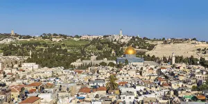 Israel, Jerusalem, View of the Old City, Dome of the Rock on Temple Mount, and the Israel, Jerusalem, View of the Old City, Dome of the Rock on Temple Mount, and the