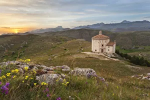 Italy, Abruzzo, The church of Madonna della Pieta near Rocca Calascio, background Italy, Abruzzo, The church of Madonna della Pieta near Rocca Calascio, background