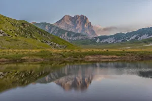 Italy, Abruzzo, Gran Sasso e Monti della Laga National Park, Mt Corno Grande and lake Italy, Abruzzo, Gran Sasso e Monti della Laga National Park, Mt Corno Grande and lake