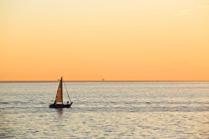 Italy, Friuli Venezia Giulia, Trieste, Boat at sunset Italy, Friuli Venezia Giulia, Trieste, Boat at sunset