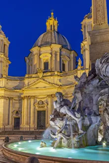 Italy, Lazio, Rome, Parione, Piazza Navona, Fontana dei Quattro Fiumi, Fountain of Italy, Lazio, Rome, Parione, Piazza Navona, Fontana dei Quattro Fiumi, Fountain of