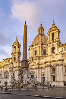 Italy, Lazio, Rome, Ponte, Piazza Navona, Fontana dei Quattro Fiumi, Fountain of the Italy, Lazio, Rome, Ponte, Piazza Navona, Fontana dei Quattro Fiumi, Fountain of the