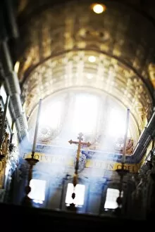 Images Dated 5th May 2014: Italy, Rome, St. Peter Basilica interior with sun lights penetrating through the