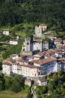 Italy, Serchio Valley, Aerial view of Ghivizzano