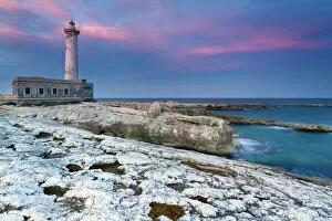 Images Dated 24th October 2014: Italy, Sicily, The Santa Croce Lighthouse in Augusta, taken at sunset