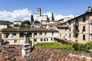 Barga Gallery: Italy, Tuscany, Serchio Valley, View of the cathedral of Barga from a terrace in the
