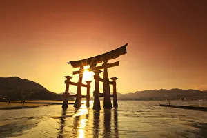 Japan, Hiroshima, Miyajima Island, the Red Torii Gate of Itsukushima-jinja Shinto Shrine Japan, Hiroshima, Miyajima Island, the Red Torii Gate of Itsukushima-jinja Shinto Shrine