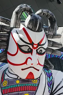 Japan, Honshu, Tokyo, Asakusa, Nebuta Festival, Giant Kabuki Actor Face Japan, Honshu, Tokyo, Asakusa, Nebuta Festival, Giant Kabuki Actor Face