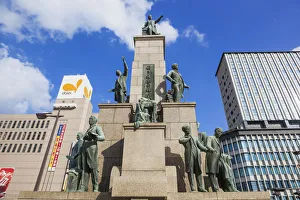 Japan, Kyushu, Kagoshima, Kagoshima City, Memorial Statue to The Nineteen Satsuma Japan, Kyushu, Kagoshima, Kagoshima City, Memorial Statue to The Nineteen Satsuma