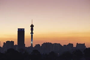 Johannesburg skyline at dusk, Gauteng, South Africa