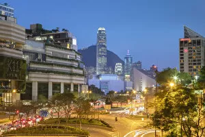 Kowloon Collection: K11 Atelier and Hong Kong Island skyline at dusk, Tsim Sha Tsui, Kowloon, Hong Kong