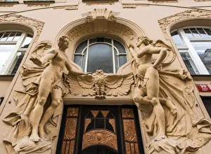 The Karel Masek House impressive doorway in art nouveau style, Old Town or Stare Mesto The Karel Masek House impressive doorway in art nouveau style, Old Town or Stare Mesto