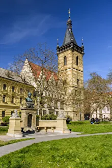 Karlovo Namesti square with New Town Hall, Nove Mesto district, Prague, Bohemia, Czech Karlovo Namesti square with New Town Hall, Nove Mesto district, Prague, Bohemia, Czech