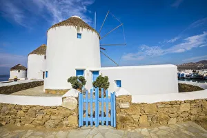 Kato Mili windmills, Chora (Mykonos Town), Mykonos, Cyclades Islands, Greece Kato Mili windmills, Chora (Mykonos Town), Mykonos, Cyclades Islands, Greece
