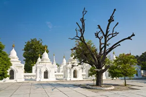 Kuthodaw Pagoda against sky on sunny day, Mandalay, Mandalay Region, Myanmar Kuthodaw Pagoda against sky on sunny day, Mandalay, Mandalay Region, Myanmar