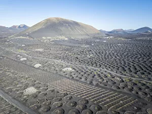 La Geria volcanic landscape with vineyards, Lanzarote, Canary Islands, Spain