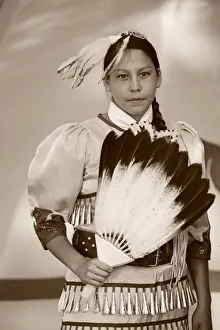 Lakota Woman in full regalia, Custer County, Black Hills National Forest, Western Lakota Woman in full regalia, Custer County, Black Hills National Forest, Western