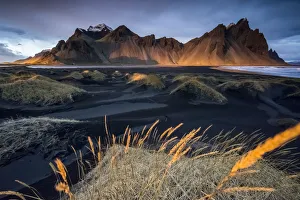 Landscape at sunset. Stokksnes, Eastern Iceland, Europe Landscape at sunset. Stokksnes, Eastern Iceland, Europe
