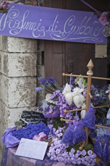 Lavender display in shop, Gubbio, Umbria, Italy Lavender display in shop, Gubbio, Umbria, Italy