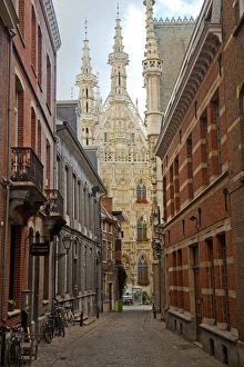 Leuven, Belgium. View towards town hall in Leuvens historic town centre