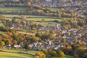Llangattock village surrounded by autumnal foliage, Crickhowell, Brecon Beacons, Powys Llangattock village surrounded by autumnal foliage, Crickhowell, Brecon Beacons, Powys