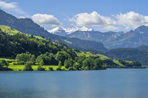 Lungerner lake with Bernes Alps, Canton Obwalden, Switzerland Lungerner lake with Bernes Alps, Canton Obwalden, Switzerland