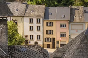 Images Dated 3rd September 2018: Luxembourg, Vianden, Pastel-coloured houses and shops on Rue Grande