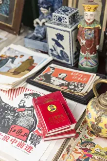 Chairman Mao Prints: Vintage Print of Mao's Little Red Book at Shanghai Market