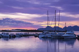 Nautical Theme Gallery: Marina at sunset, Kjerringoy, Nordland, Norway