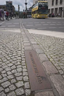 Marker showing the course of the Berlin Wall, Friedrichstrasse, Berlin, Germany Marker showing the course of the Berlin Wall, Friedrichstrasse, Berlin, Germany