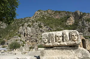Masks and Rock Tombs in Myra, Lycia, Turquoise Coast, Turkey Masks and Rock Tombs in Myra, Lycia, Turquoise Coast, Turkey