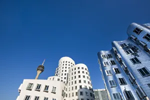 Media harbour, Frank Gehry buildings, television tower, Düsseldorf, North Media harbour, Frank Gehry buildings, television tower, Düsseldorf, North