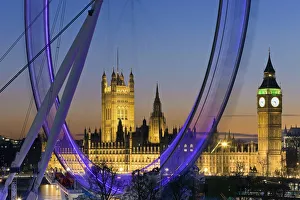 Millennium Wheel (London Eye) and Big Ben, Houses of Parliament, London, England, UK Millennium Wheel (London Eye) and Big Ben, Houses of Parliament, London, England, UK