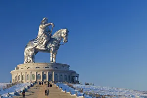 Mongolia, Tov Province, Tsonjin Boldog. A 40m tall statue of Genghis Khan on horseback Mongolia, Tov Province, Tsonjin Boldog. A 40m tall statue of Genghis Khan on horseback