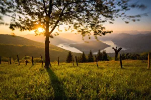 Montisola and Iseo lake at sunset, view from Colmi of Sulzano, Brescia Province, Europe Montisola and Iseo lake at sunset, view from Colmi of Sulzano, Brescia Province, Europe