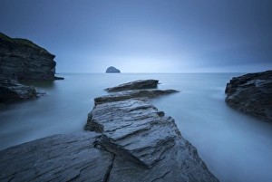 Moody overcast conditions at Trebarwith Strand in North Cornwall, England Moody overcast conditions at Trebarwith Strand in North Cornwall, England