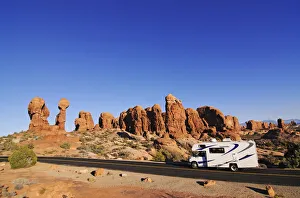 Motorhome, Garden of Eden, Arches National Park, Moab, Utah, USA Motorhome, Garden of Eden, Arches National Park, Moab, Utah, USA