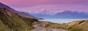 Mount Cook (Aoraki) illuminated at sunset, Lake Pukaki, Mackenzie Country, Canterbury Mount Cook (Aoraki) illuminated at sunset, Lake Pukaki, Mackenzie Country, Canterbury