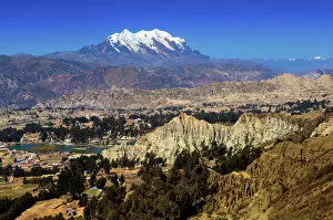 Images Dated 10th December 2012: Mount Illimani, Valley of the Moon, Sandstone Formations, La Paz Viewed From El Alto