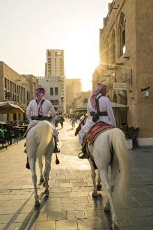 Mounted police on horses, Souq Waqif, Doha, Qatar Mounted police on horses, Souq Waqif, Doha, Qatar