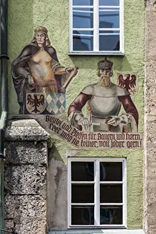 Mural paintings on the facade of a building in the old town, Innsbruck, Tyrol, Austria Mural paintings on the facade of a building in the old town, Innsbruck, Tyrol, Austria
