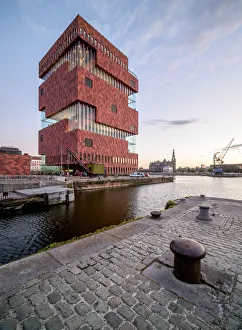 Museum aan de Stroom at dusk, Antwerp, Belgium Museum aan de Stroom at dusk, Antwerp, Belgium