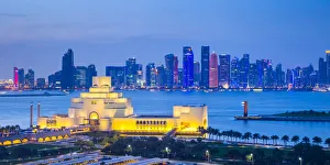 Museum of Islamic Art & skyline of West Bay, Doha, Qatar Museum of Islamic Art & skyline of West Bay, Doha, Qatar
