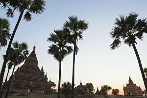 Myanmar (Burma), Bagan, Ancient Ruins at Sunset Myanmar (Burma), Bagan, Ancient Ruins at Sunset