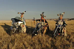 Three Native Indians on Bikes, Lakota, South Dakota, USA MR Three Native Indians on Bikes, Lakota, South Dakota, USA MR