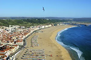 Nazare beach in front of the Atlantic Ocean. Portugal Nazare beach in front of the Atlantic Ocean. Portugal