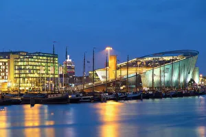 NEMO Science Museum at dusk, Amsterdam, Netherlands NEMO Science Museum at dusk, Amsterdam, Netherlands