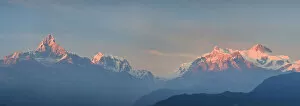 Annapurna Gallery: Nepal, Pokhara, Sarangkot, Panoramic View of Annapurna Himalaya Mountain Range