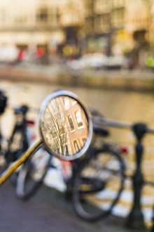 Netherlands, Amsterdam, bicycle mirror Netherlands, Amsterdam, bicycle mirror